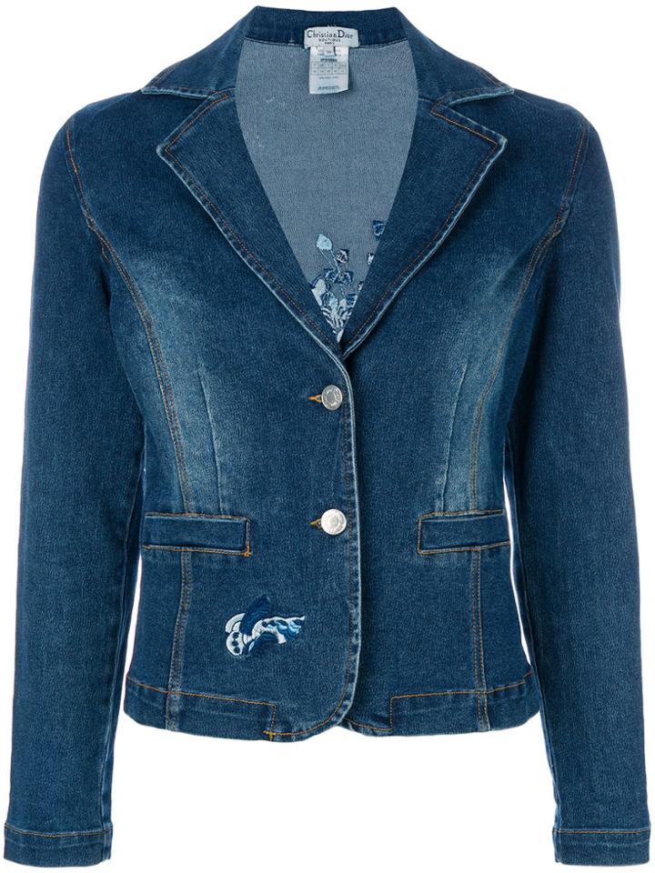 Christian Dior Vintage Embroidered Denim Jacket - Blue