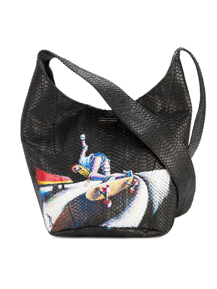 Elisabeth Weinstock Skate Malibu Shoulder Bag, Women's, Black, Watersnake Skin/leather