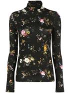 R13 Turtleneck Floral Print Sweatshirt - Black