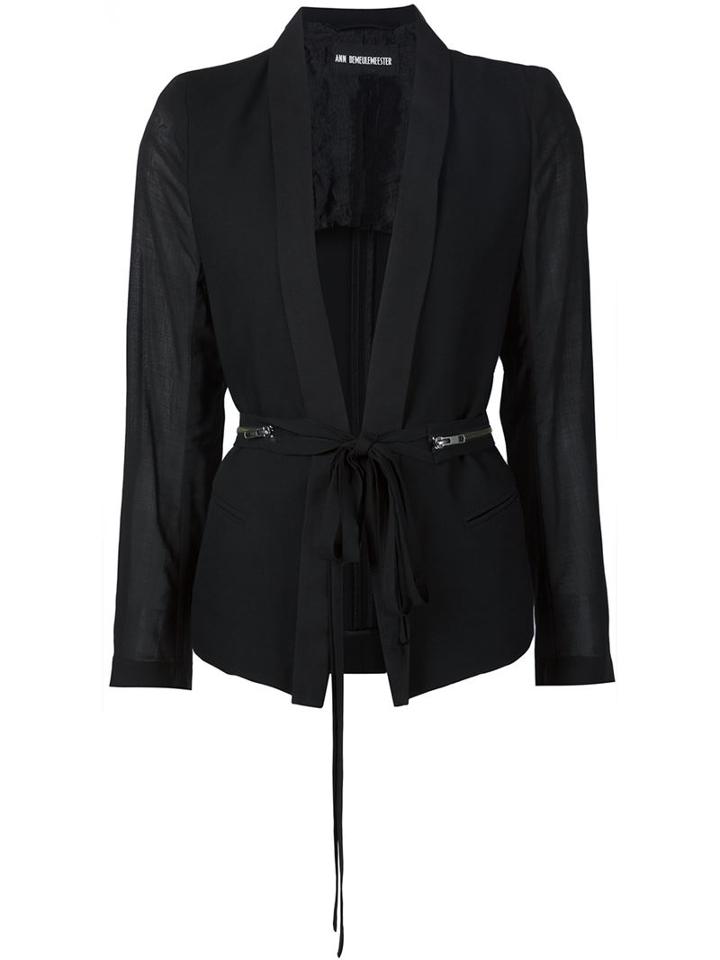 Ann Demeulemeester Tied Shawl Lapel Blazer, Women's, Size: 36, Black, Wool