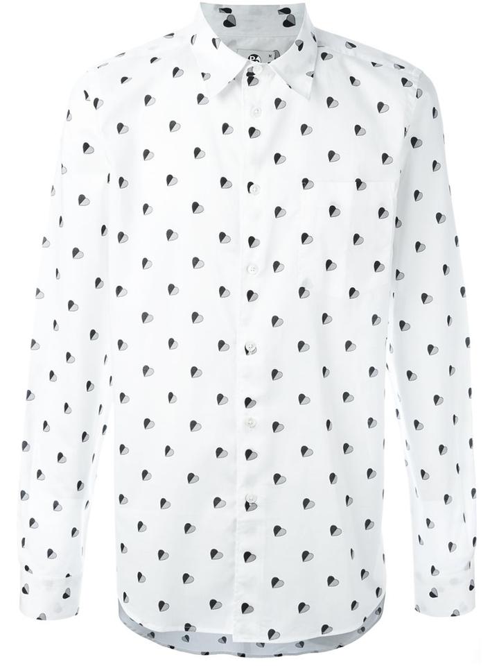 Ps By Paul Smith Heart Print Shirt, Men's, Size: Medium, White, Cotton