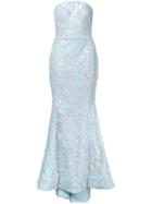 Saiid Kobeisy Strapless Gown, Women's, Size: 38, Blue, Polyester
