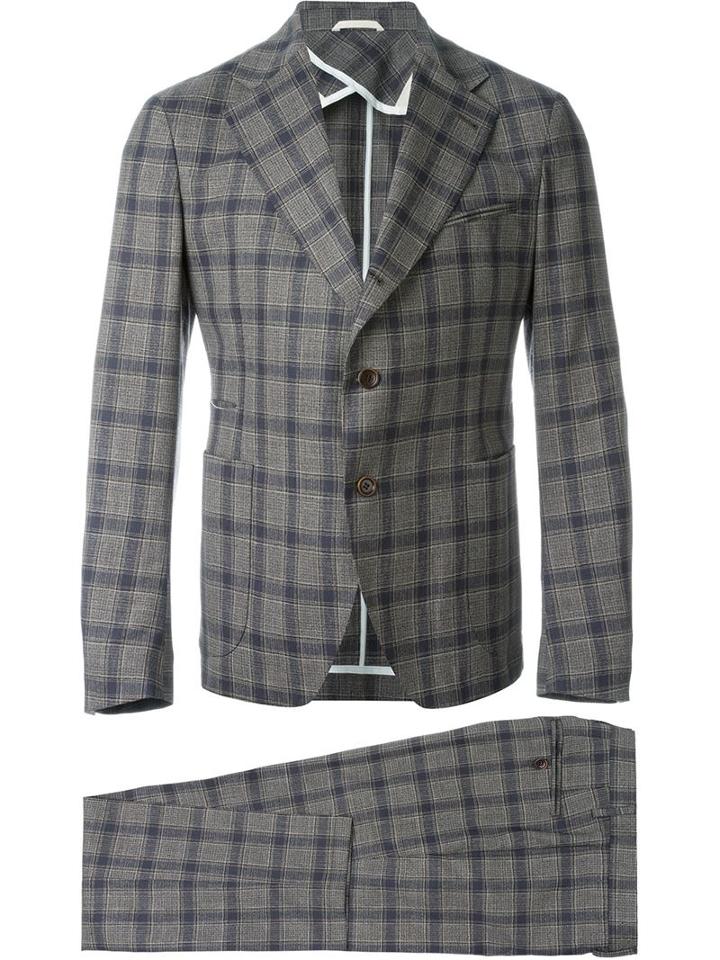 Al Duca D'aosta 1902 Two Piece Plaid Suit, Men's, Size: 52, Nude/neutrals, Cotton/wool