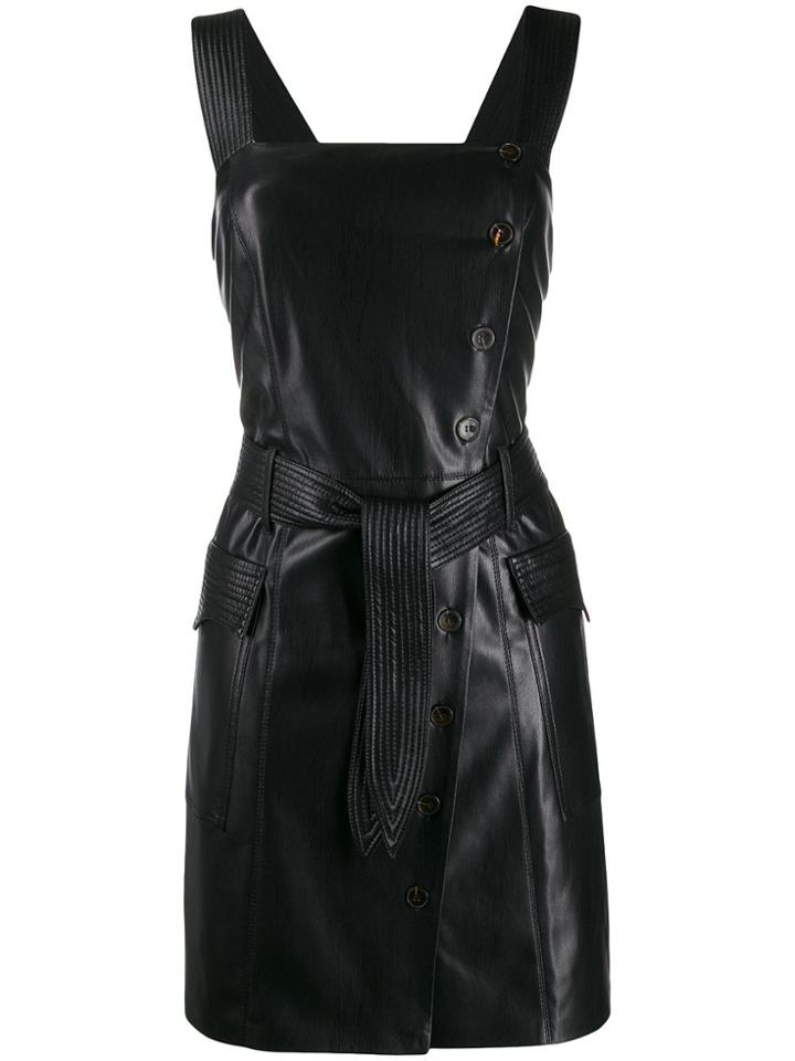 Nanushka Charo Vegan Leather Pinafore Dress - Black
