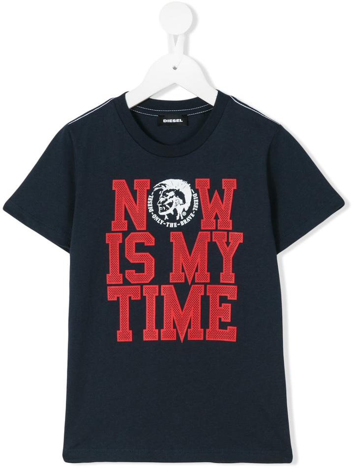 Diesel Kids - Now Is My Time T-shirt - Kids - Cotton - 4 Yrs, Blue