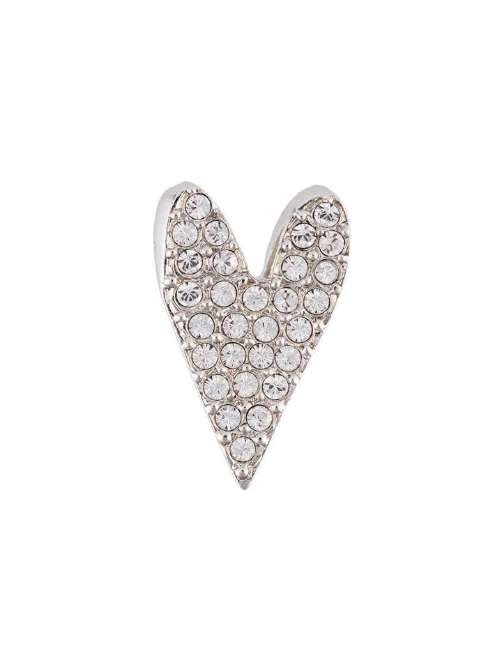 Sonia Rykiel Crystal Heart Pin, Women's, Metallic