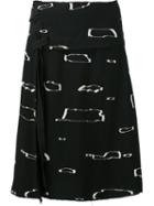 Proenza Schouler Abstract Print A-line Skirt, Women's, Size: 4, Black, Viscose