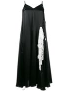 Y / Project Silk Slip Dress With Lace Trim - Black