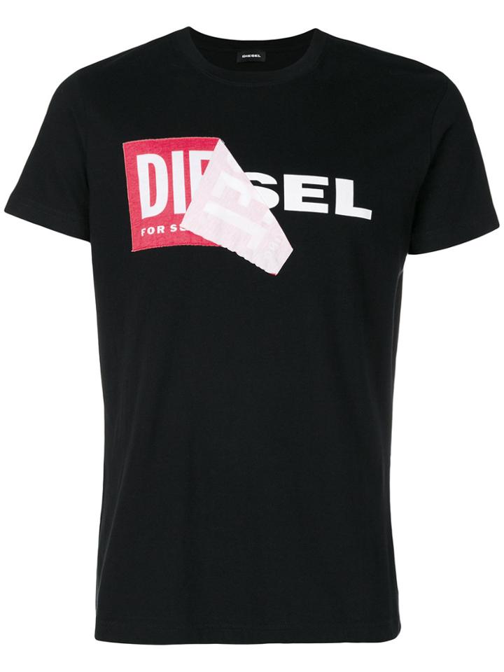 Diesel Layered Logo Print T-shirt - Black