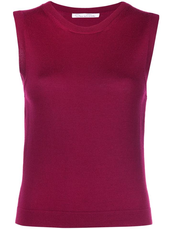 Oscar De La Renta Sleeveless Knitted Top - Red