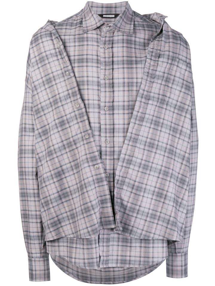 Moohong 'second Skin' Checked Shirt - Grey