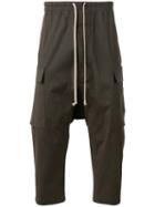 Rick Owens Drop-crotch Cropped Trousers, Men's, Size: 46, Grey, Cotton/rubber
