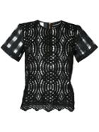 Marco Bologna - Lace T-shirt - Women - Cotton/polyamide - 44, Black, Cotton/polyamide