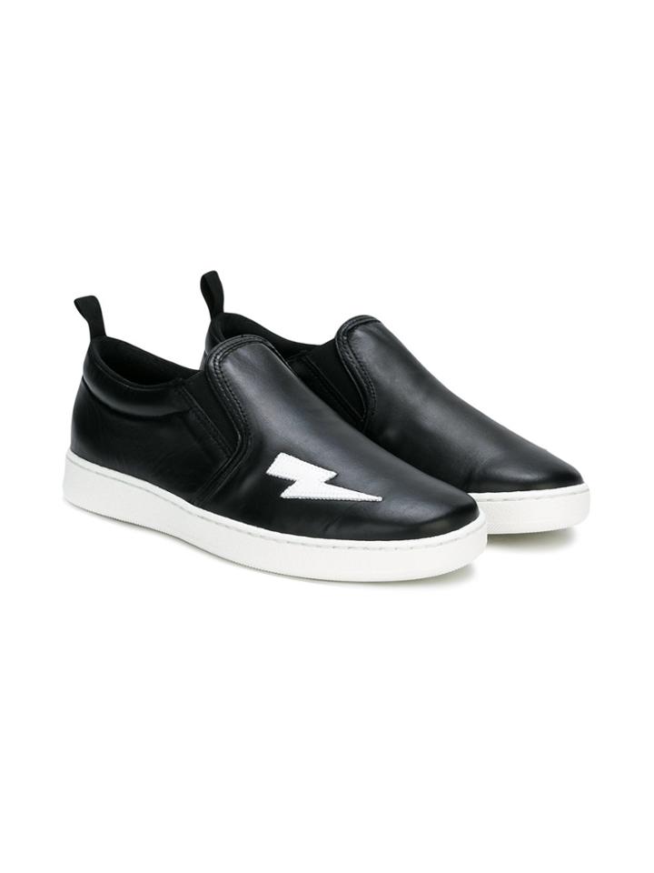 Neil Barrett Kids Lightning Bolt Slip-on Sneakers - Black