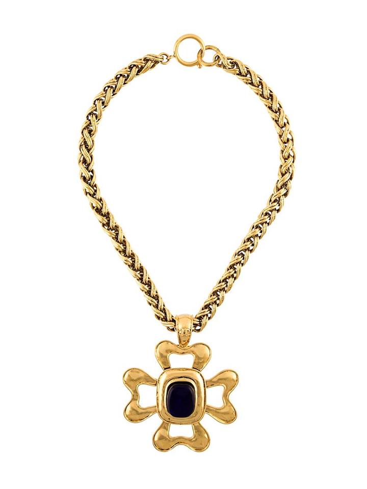 Chanel Vintage Gripoix Pendant Choker, Women's, Blue