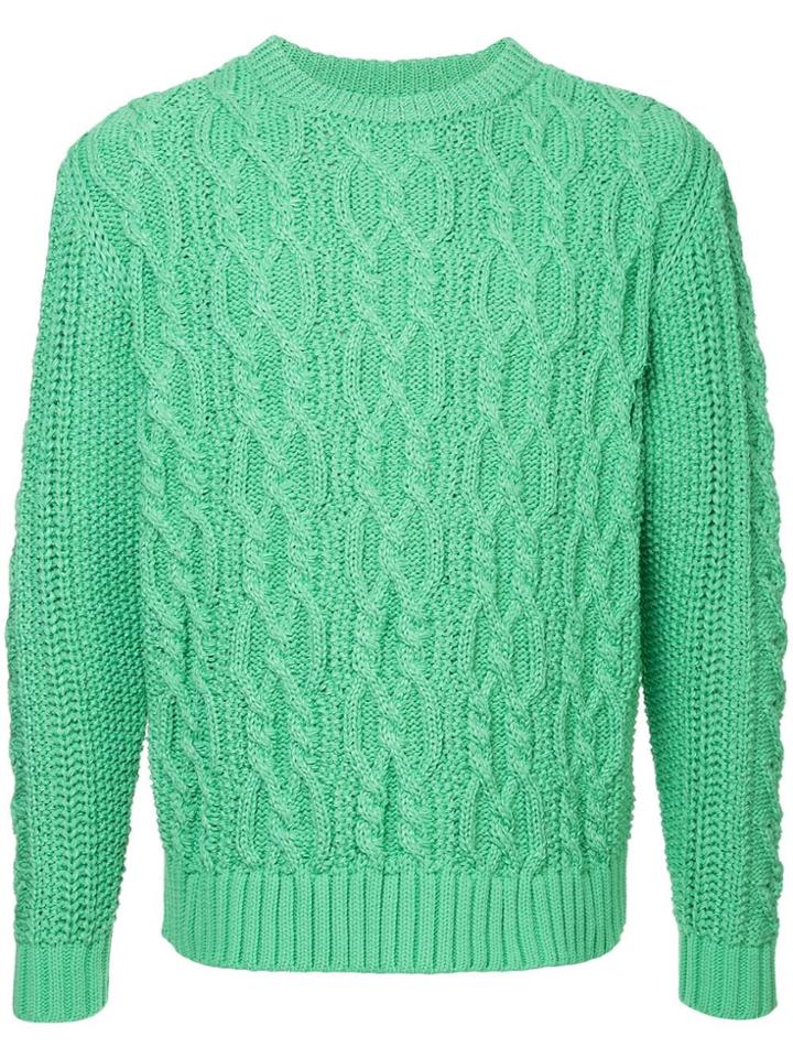 Coohem Stretch Cable Knit Sweater - Green