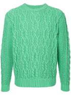 Coohem Stretch Cable Knit Sweater - Green