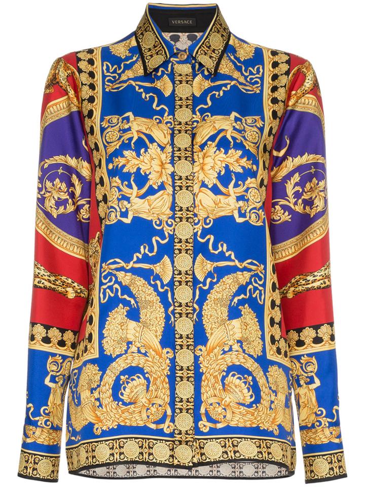 Versace Printed Buttoned Up Silk Shirt - Unavailable
