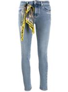 Off-white Scarf Detail Skinny Jeans - Blue