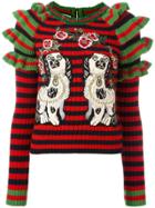 Gucci Embroidered Striped Knitted Jumper - Multicolour