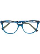 Gold And Wood Cat Eye Glasses - Blue