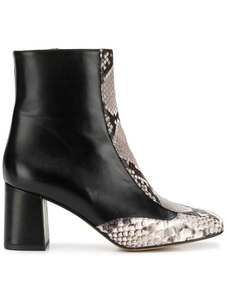 Kalda Snakeskin Effect Ankle Boots - Black