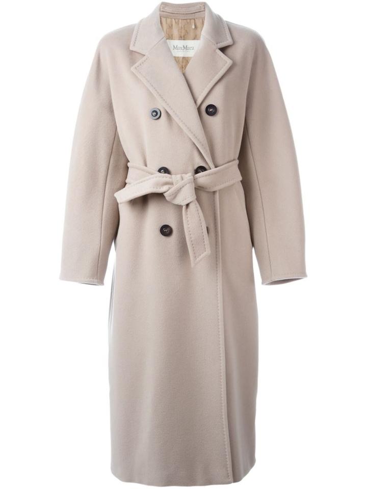 Max Mara Belted Coat, Women's, Size: 38, Nude/neutrals, Polyester/cupro/viscose/virgin Wool
