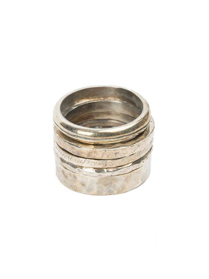 Tobias Wistisen Textured Ring Set, Men's, Size: 64, Metallic