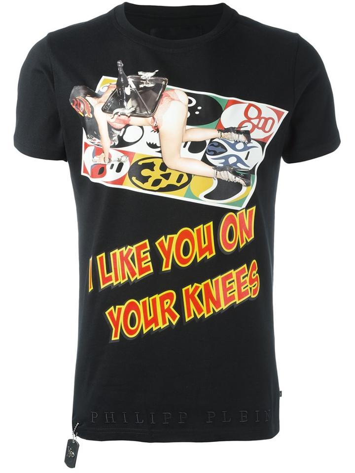 Philipp Plein 'on Your Knees' T-shirt, Men's, Size: Small, Black, Cotton