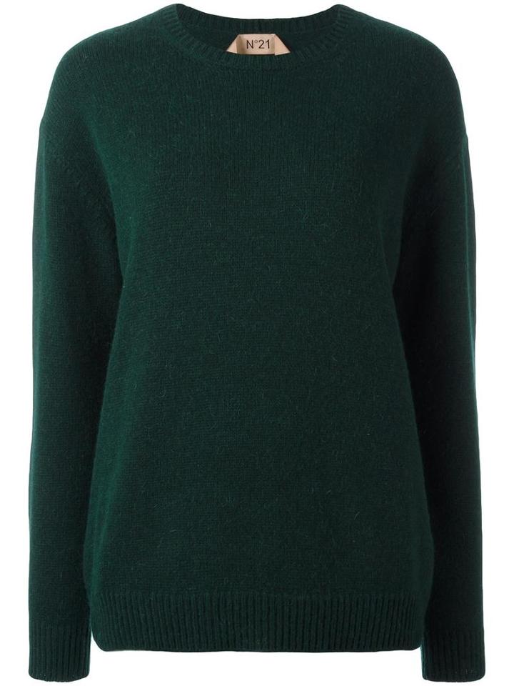 No21 Crew Neck Jumper, Women's, Size: 38, Green, Alpaca/polyamide