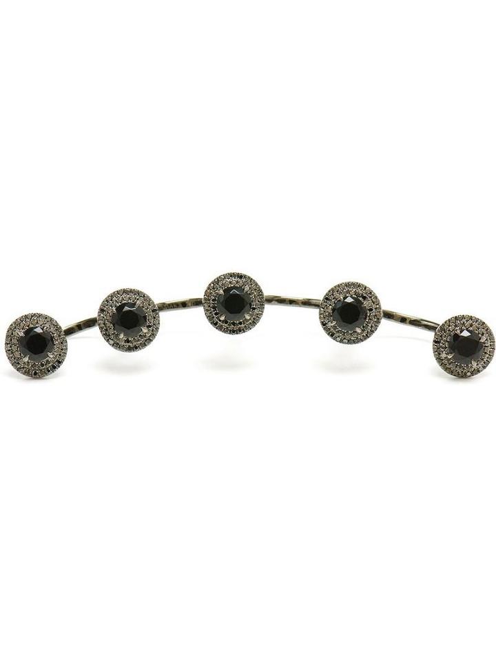 Gaydamak Oxidised Gold, Onyx And Diamond Four-finger Ring - Black