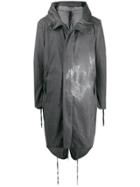 Army Of Me Stained Hooded Coat - Grey