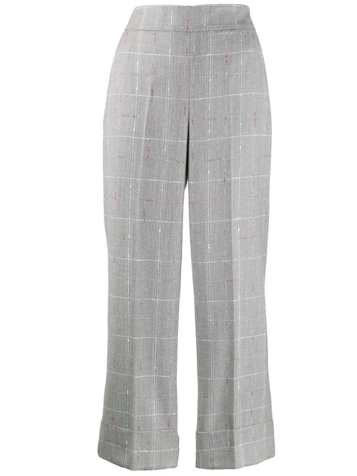 Incotex Checked Cropped Trousers - Grey