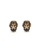 Gucci Lion Head Cufflinks With Crystals - Metallic