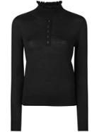 Carven Knit Buttoned Top - Black