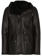 Yves Salomon Reversible Hooded Shearling Jacket - Black