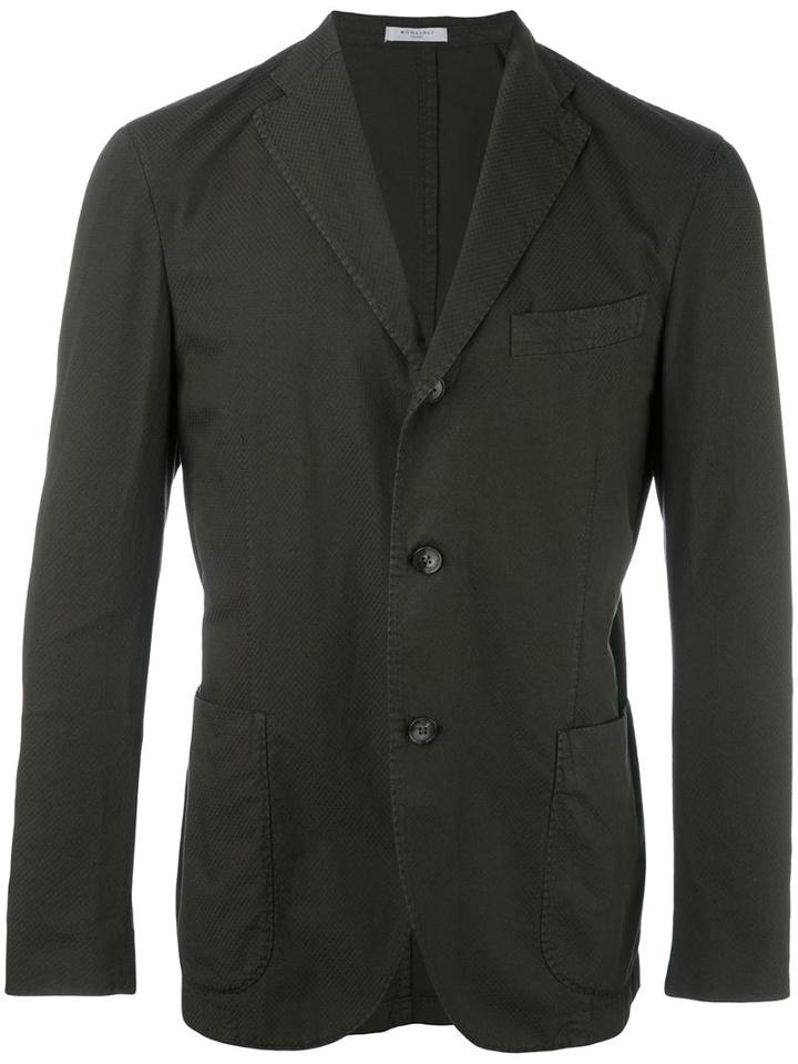 Boglioli Three Button Blazer, Men's, Size: 54, Green, Cotton/cupro