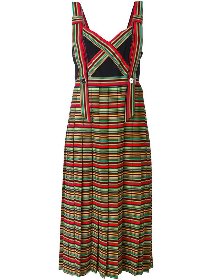 Marco De Vincenzo Striped Pinafore Dress