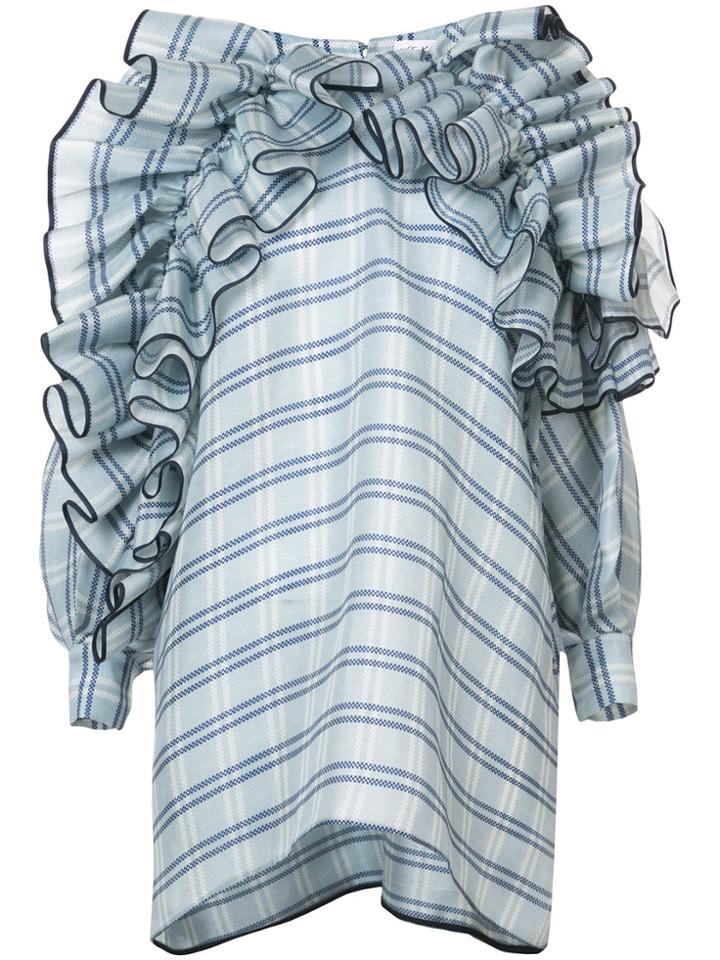 Dice Kayek Checked Ruffle Blouse - Blue