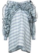 Dice Kayek Checked Ruffle Blouse - Blue