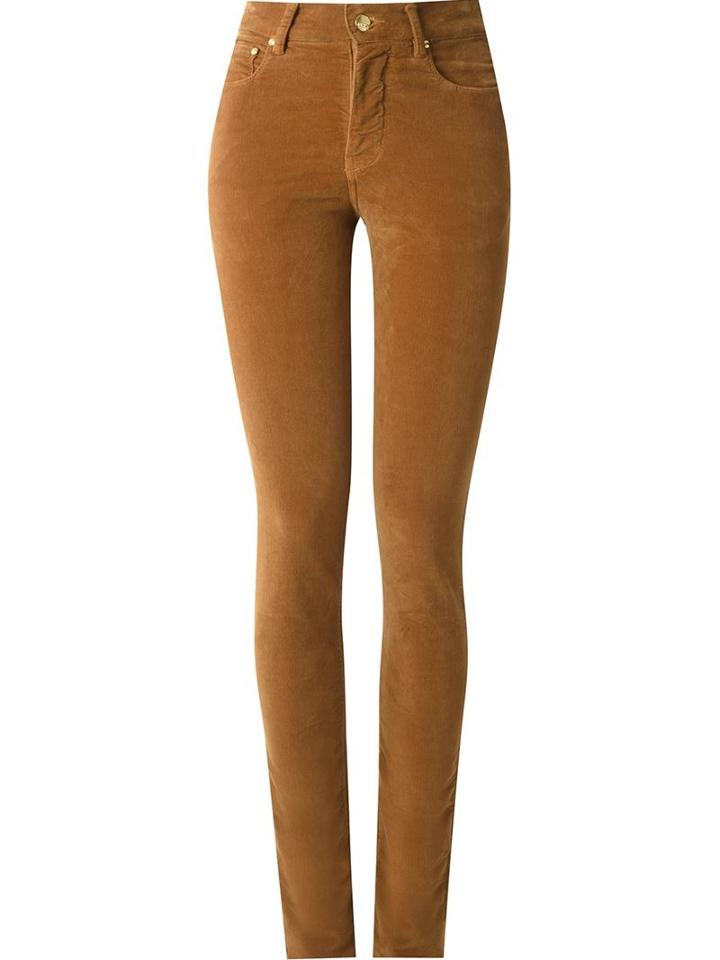 Amapô High Waist Velvet Skinny Trousers, Women's, Size: 46, Brown, Cotton/spandex/elastane
