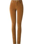 Amapô High Waist Velvet Skinny Trousers, Women's, Size: 46, Brown, Cotton/spandex/elastane