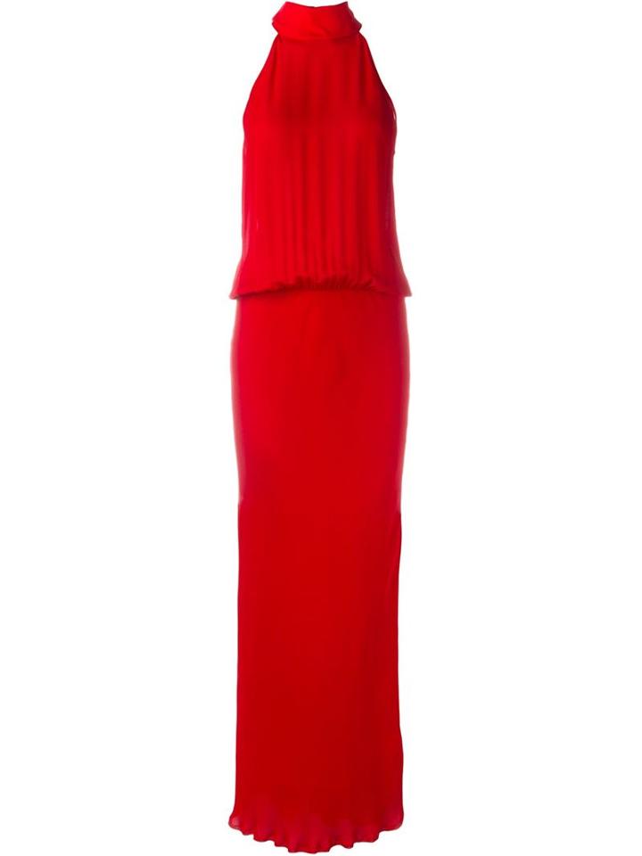 Nili Lotan Halterneck Maxi Dress, Women's, Size: Medium, Red, Silk