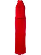 Nili Lotan Halterneck Maxi Dress, Women's, Size: Medium, Red, Silk