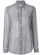 Michael Kors Striped Shirt, Women's, Size: Medium, White, Polyester