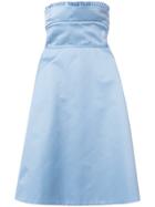 Rochas Back Pleated Evening Dress - Blue