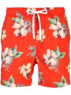 Onia Charles Hibiscus Floral Print Swim Shorts - Orange