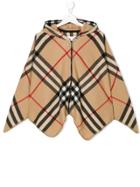 Burberry Kids Checked Poncho - Nude & Neutrals