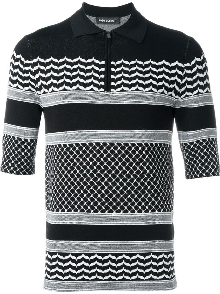Neil Barrett Pattern Intarsia Polo Shirt
