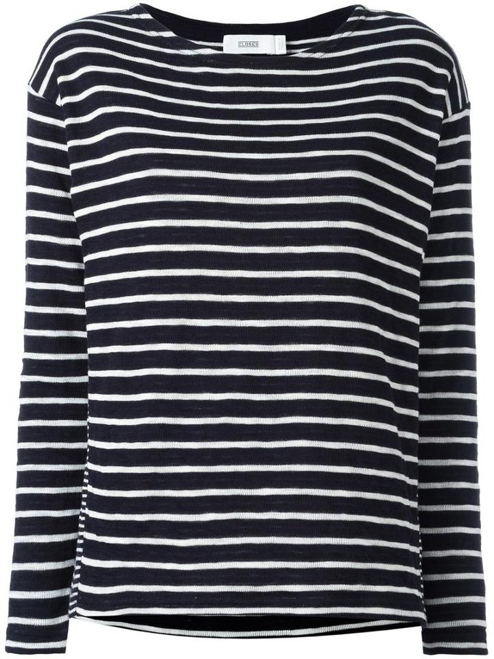 Closed Striped Top, Women's, Size: Xs, Blue, Cotton